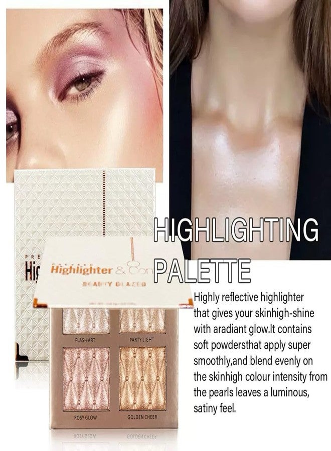 UOCK 4-color highlighter makeup palette shimmer bronze contour shadow illumination highlight eyeshadow palette eyeshadow cosmetic set - Image 4